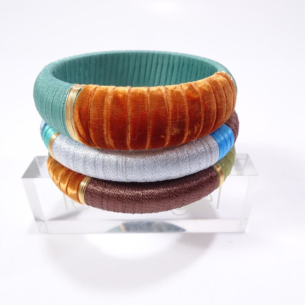 Lee Angel Neiman Marcus Ribbon Wrapped Resin Bangle Bracelet Set 3 NWT 198